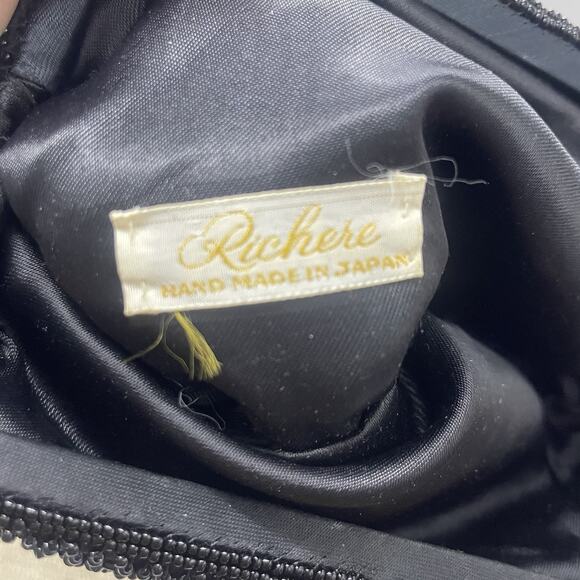 VTG Richere Black Hand Beaded Evening Clutch Bag Japan - Picture 7 of 7